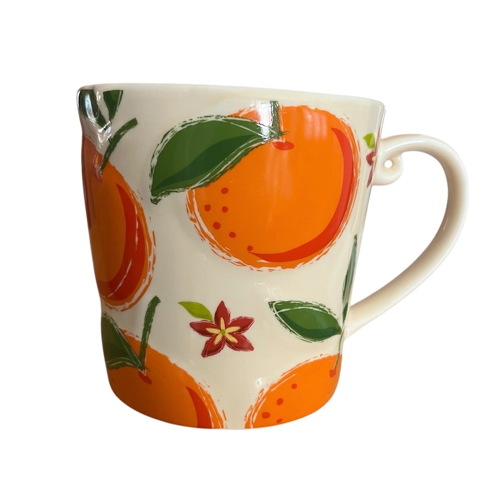 Starbucks Coffee 2006 Orange Citrus Fruit Blossom Ceramic Mug 14oz Cup